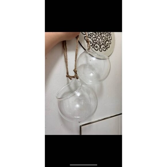 Set of Vintage Inspired Hanging Glass Bubble Planters  Globe Wall/Window Planter - Picture 1 of 6